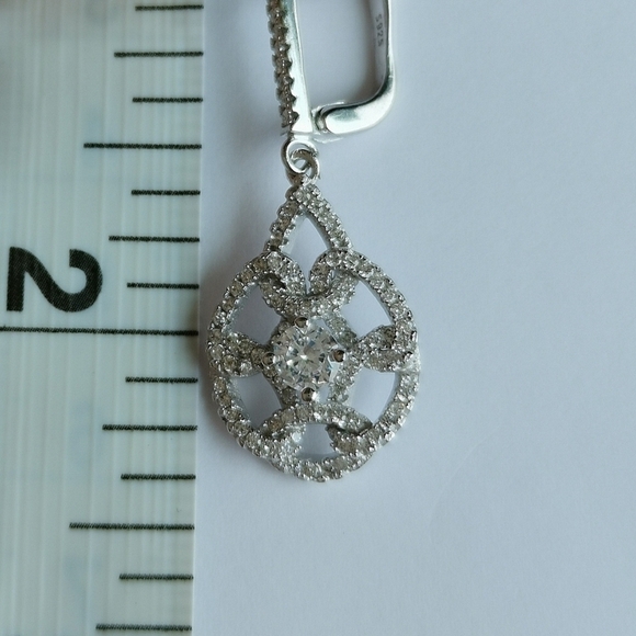 New Sterling silver cz "Love Knot" dangle earrings - Picture 7 of 8
